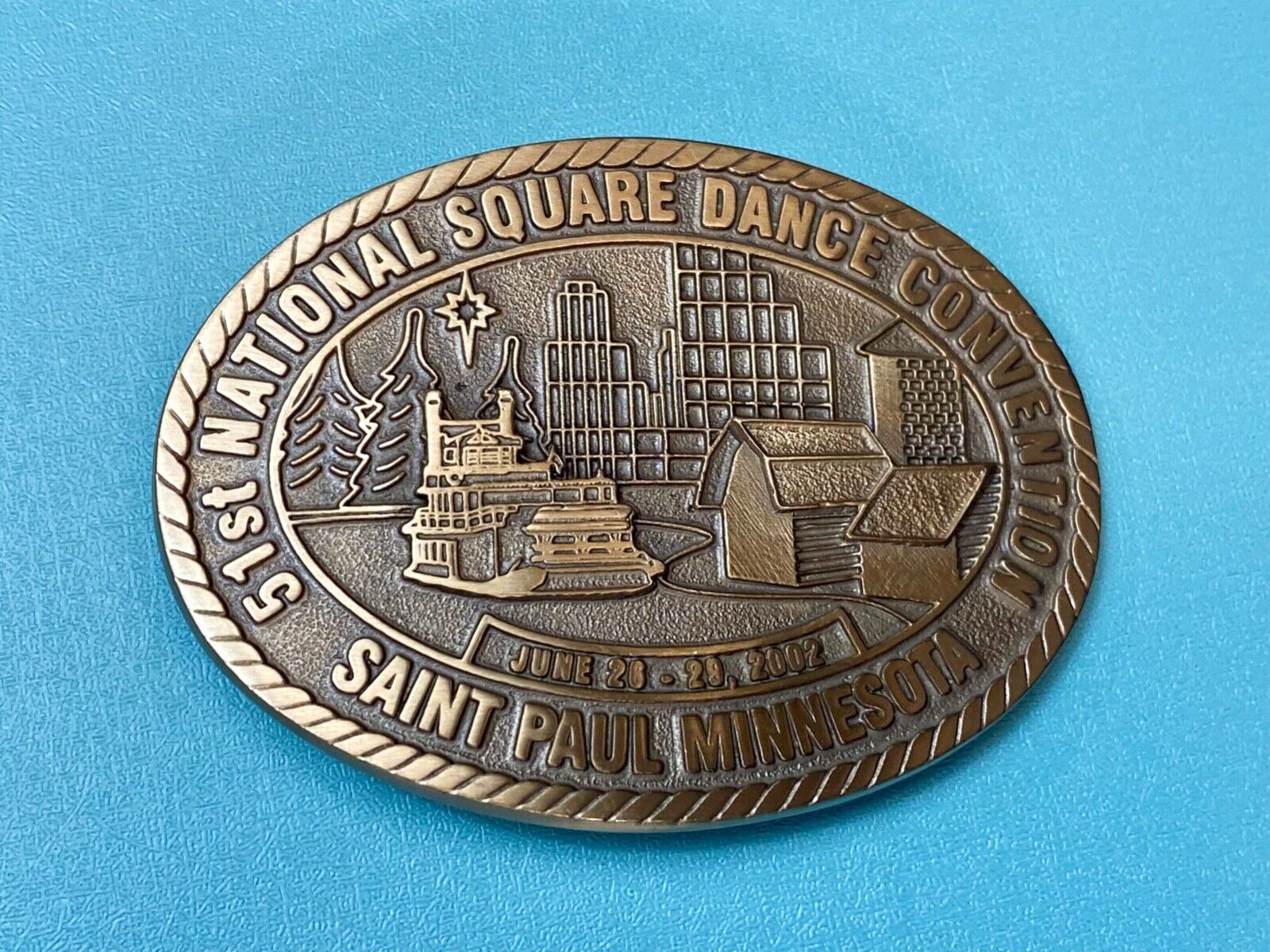 51st National Square Dance Convention belt buckle  Saint Paul Minnesota, 2002