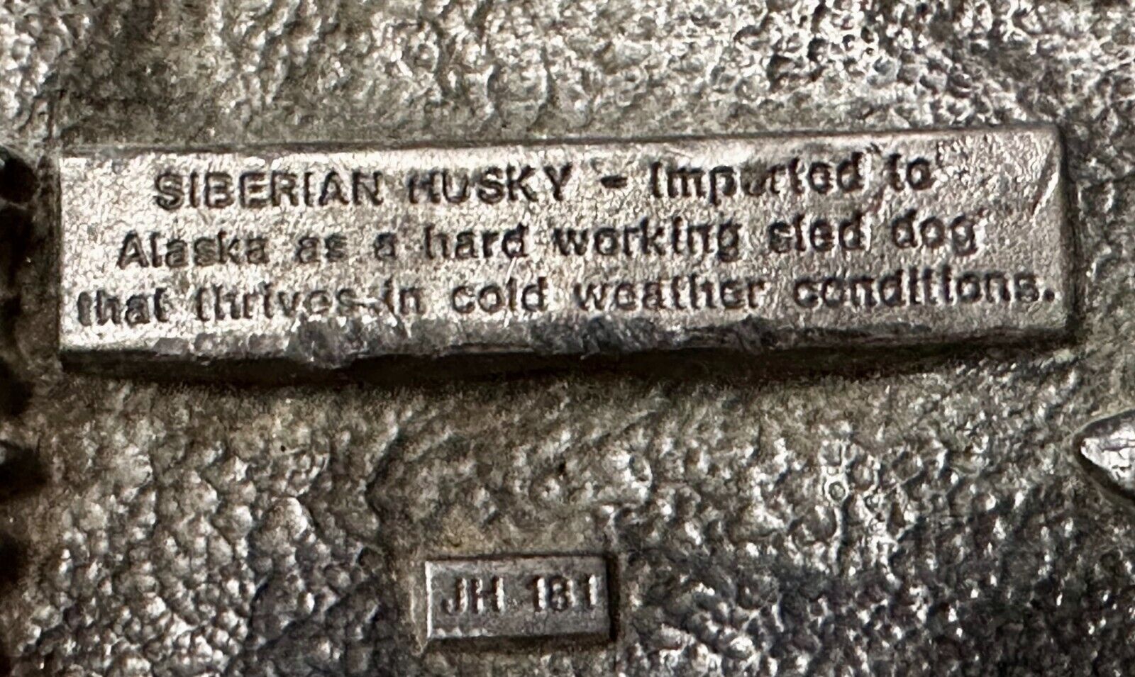 Alaskan Siberian Husky sled dog Commemorative 1987 Belt Buckle by J&H Sales