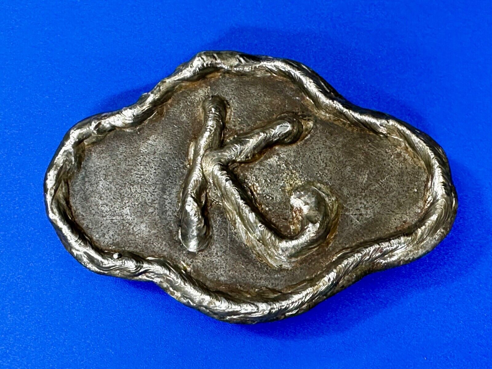 Artisan Initial Letter K  - Large Chunky Metal outlined Belt Buckle