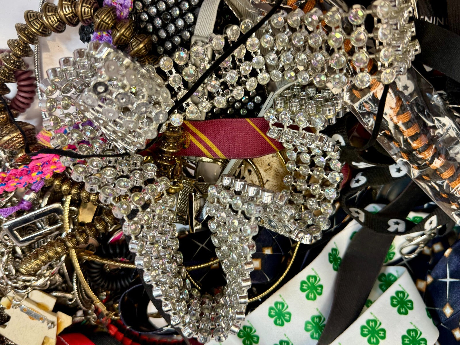 6.4 Pounds Mixed Junk Drawer Lot - Silverware Belts Bracelets Coins - Resale 