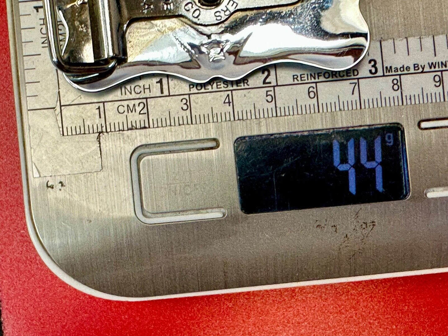 vintage horse head on reflective western silver tone rectangular belt buckle