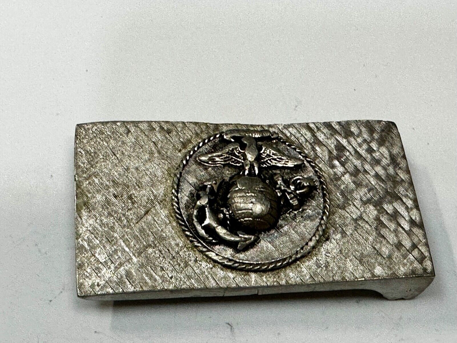 United States Marines Corps USA Military Emblem Silver Tone Belt Buckle