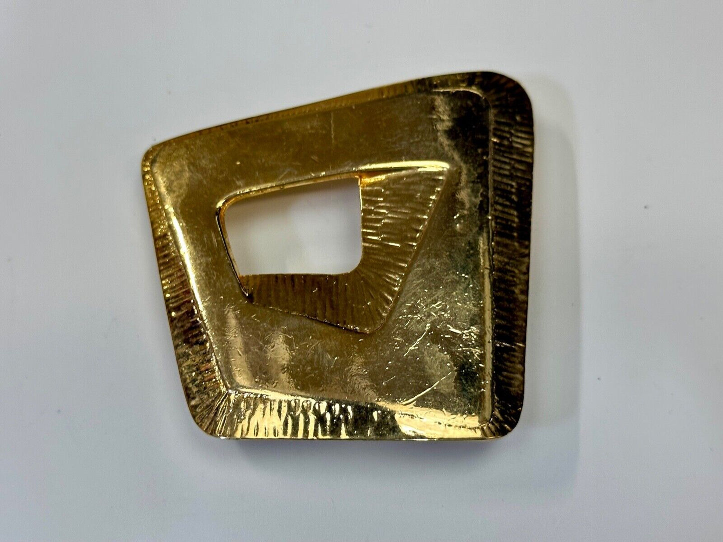 Abstract Open Work Cut Out  Brass Tone Hippy Boho Belt Buckle