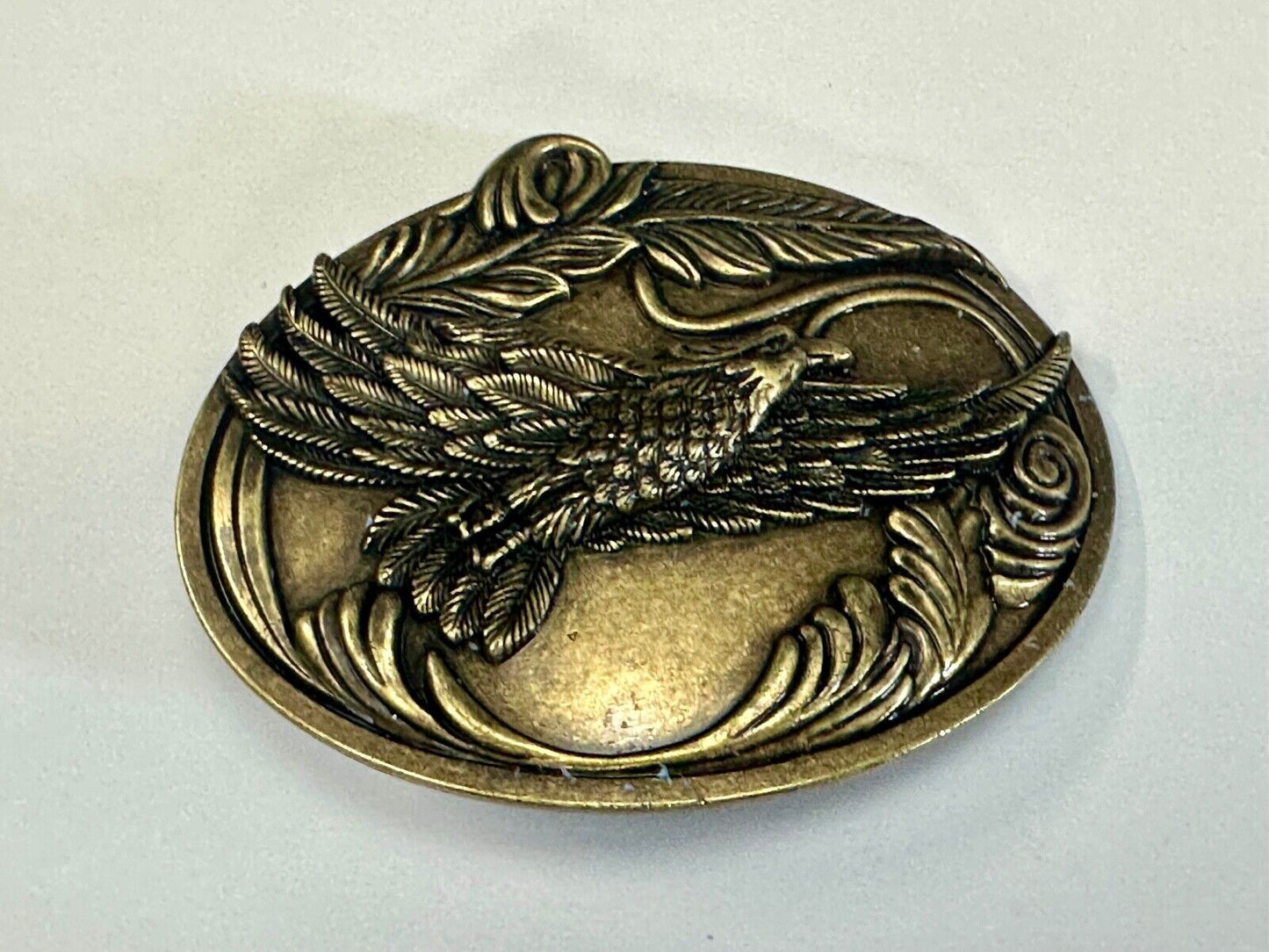 4" wide Flying Patriotic American Majestic Eagle oval belt buckle