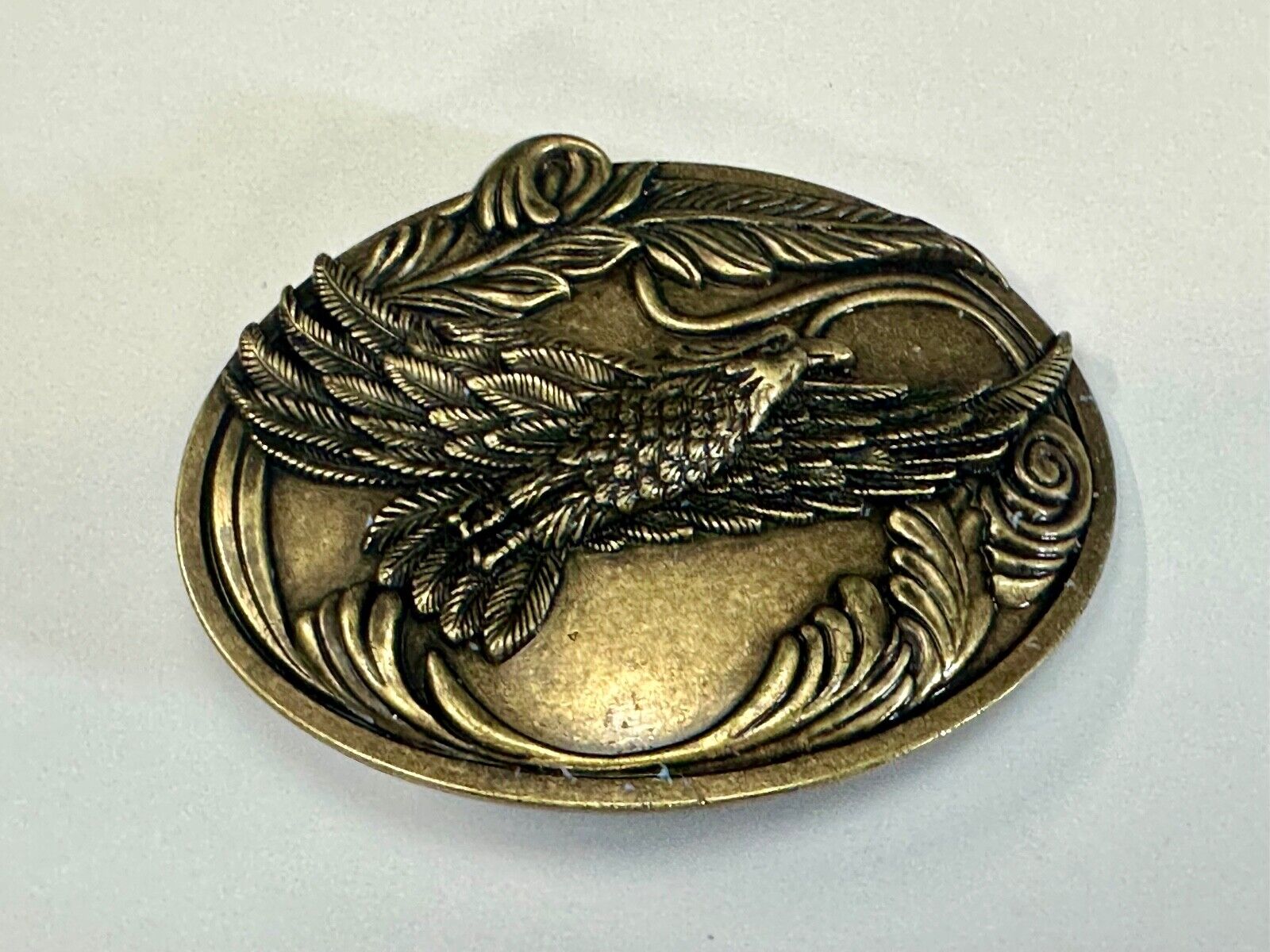 4" wide Flying Patriotic American Majestic Eagle oval belt buckle