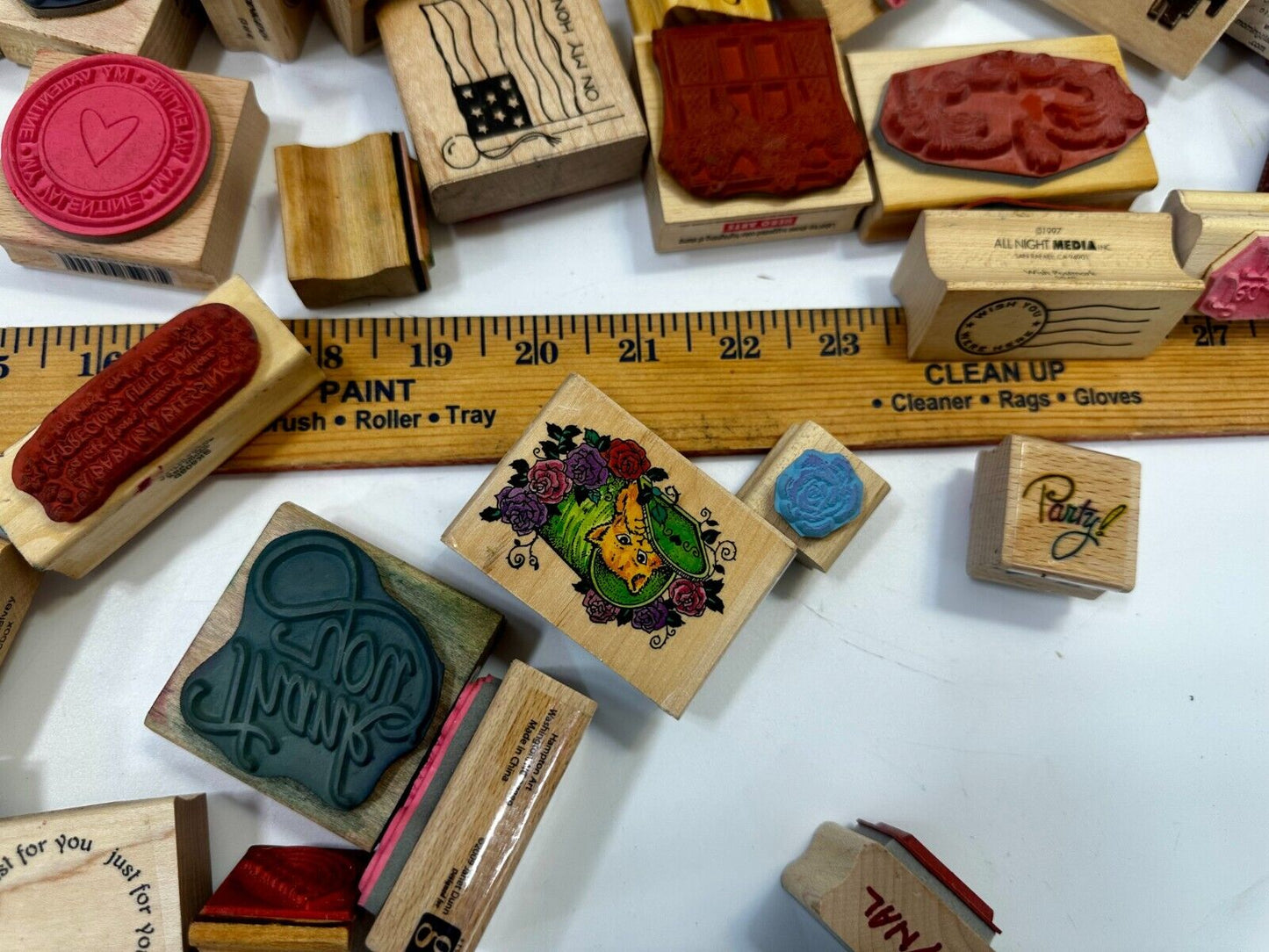 7.4 Pounds of Rubber Stamps HUGE LOT - Mostly NEW! Scrapbook Teachers SCORE!