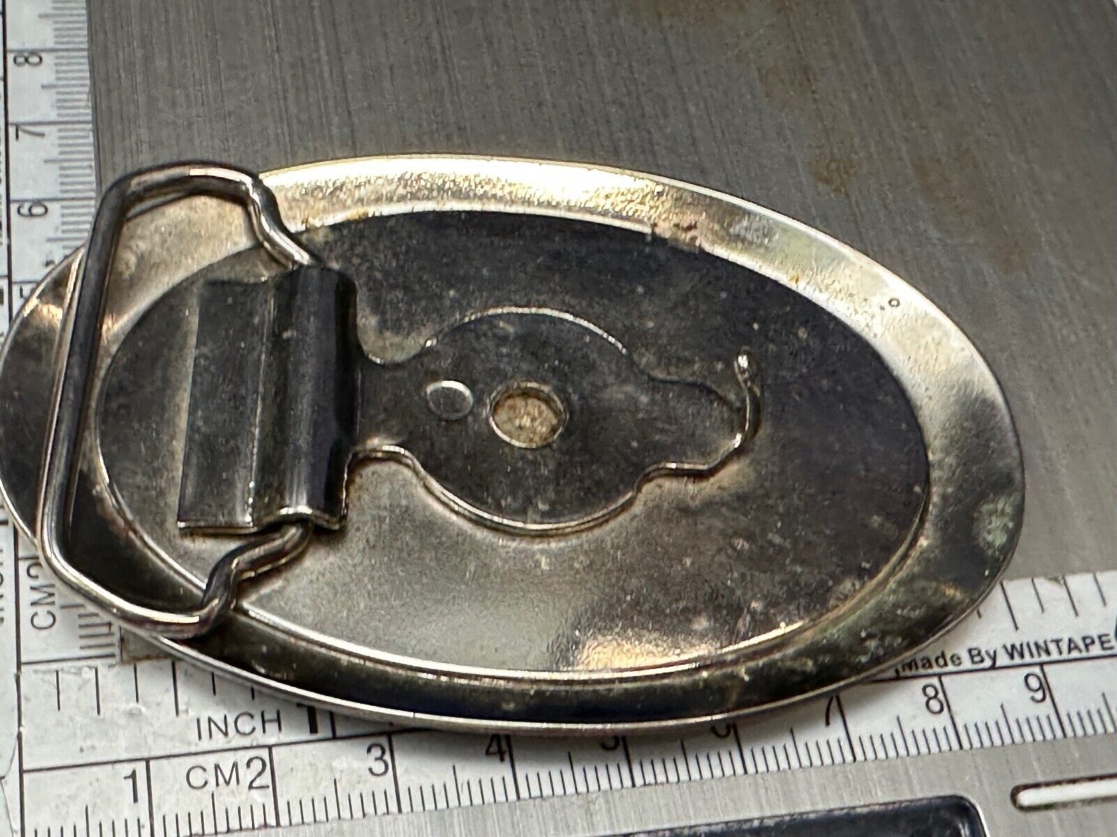 Vintage Fire Firefighter FD Hydrant Axe Ladder Black & Red Oval belt buckle