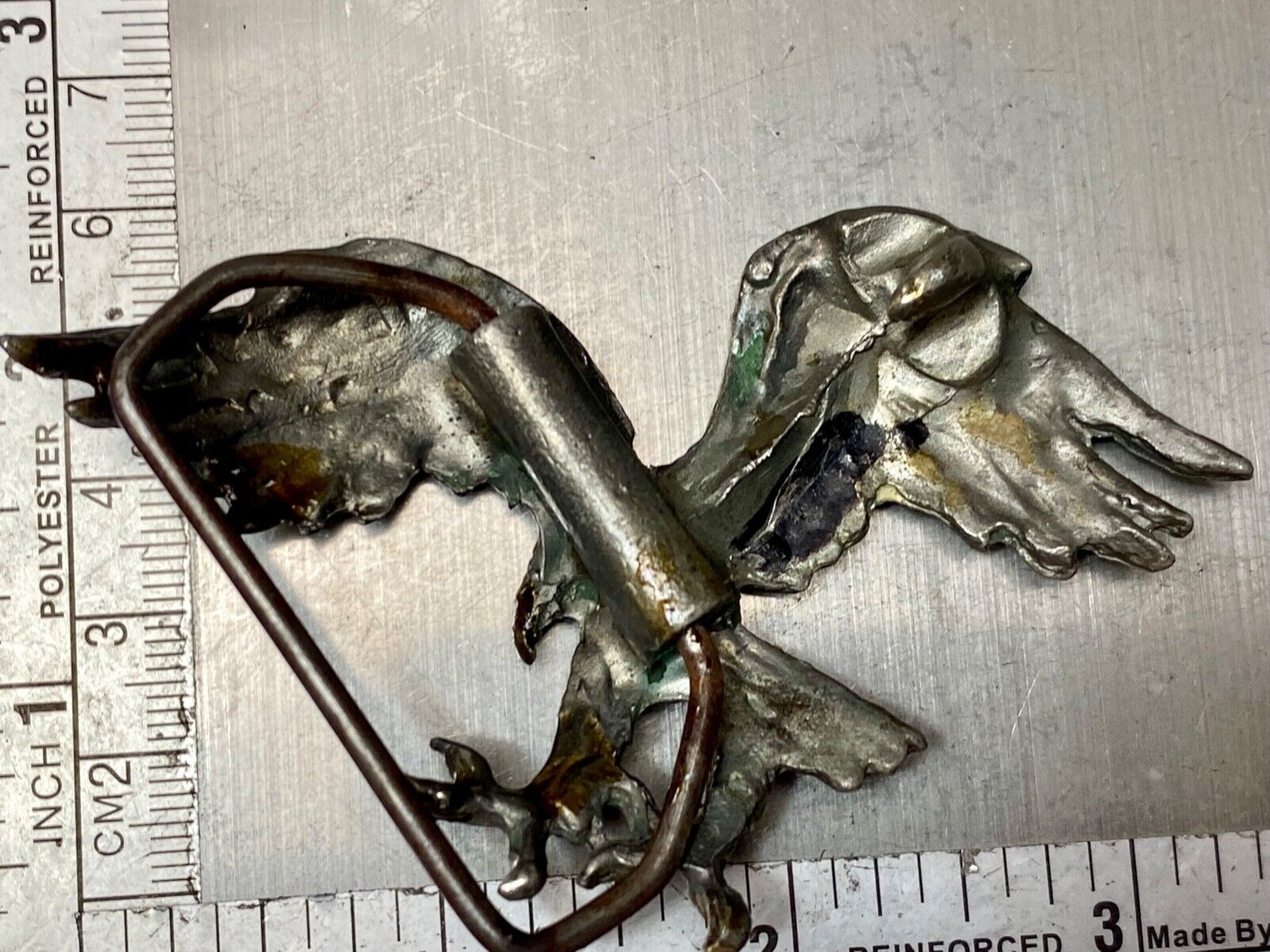 Vintage hunting diving American Eagle claws out figural cut out belt buckle