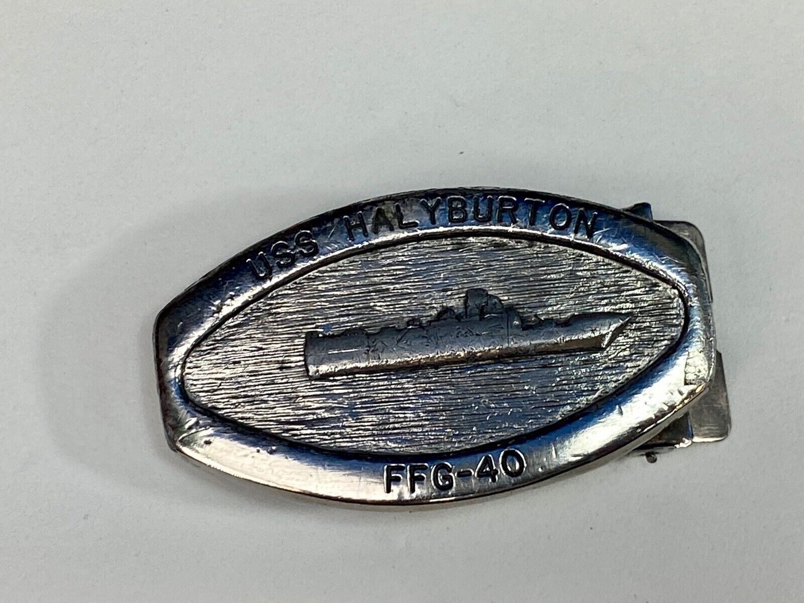 U.S. Navy Uss Halyburton Ffg-40 Oliver Hazard Perry-Class Frigate Belt Buckle