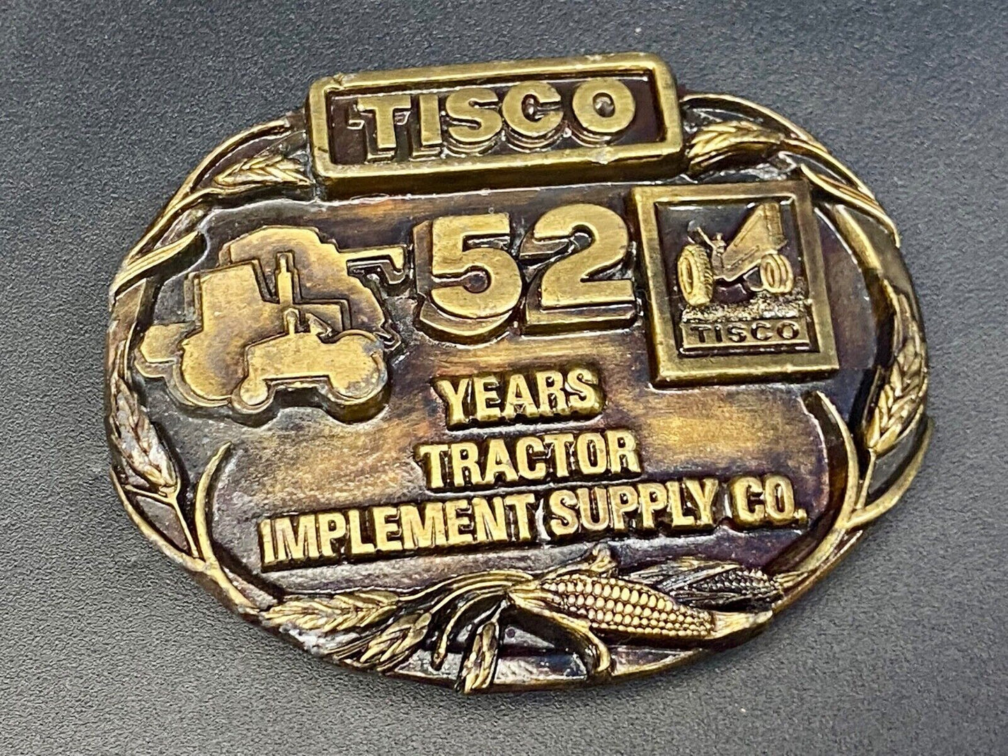 Vtg. Tisco Tractor Implement Supply Agriculture Farm Farming 52 Year Belt Buckle