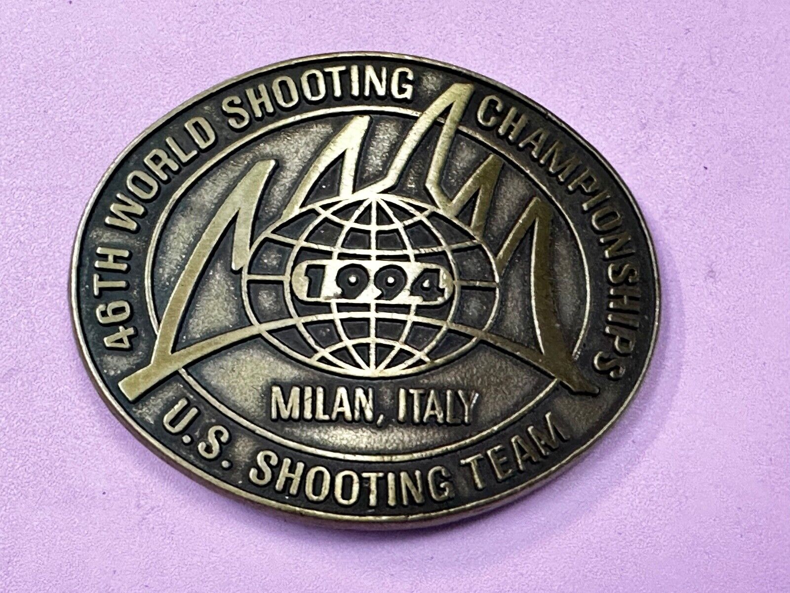46TH World US Shooting Championship 1994 Milan Italy Commemorative Belt Buckle