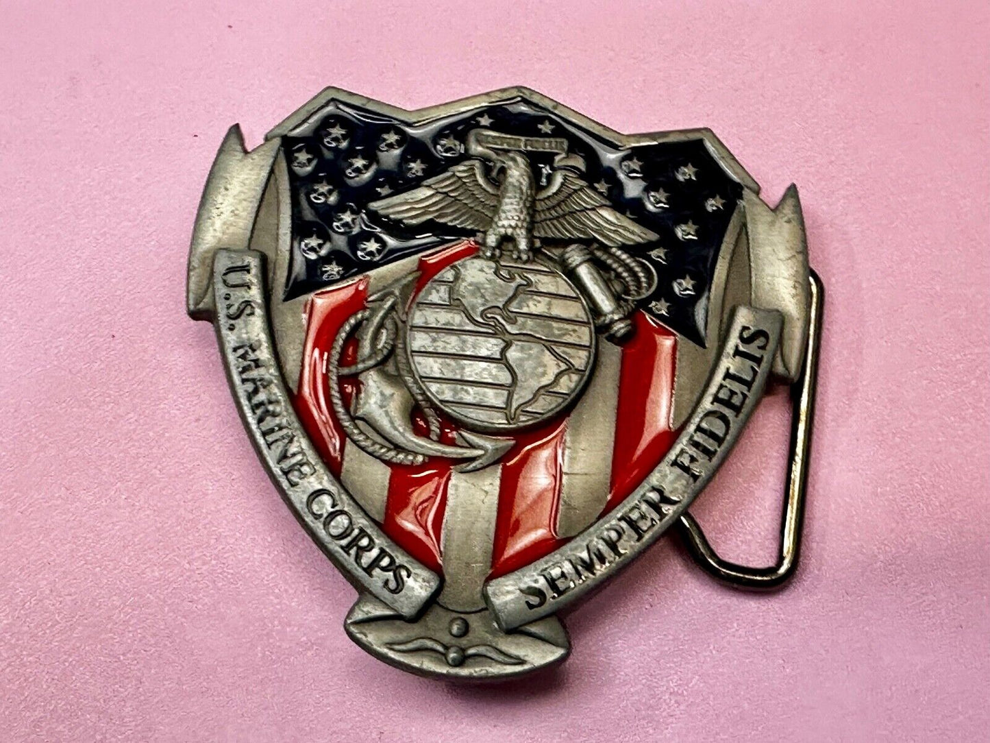 USMC Marines Semper Fidelis Cutout Patriotic Military Service Usa Belt Buckle