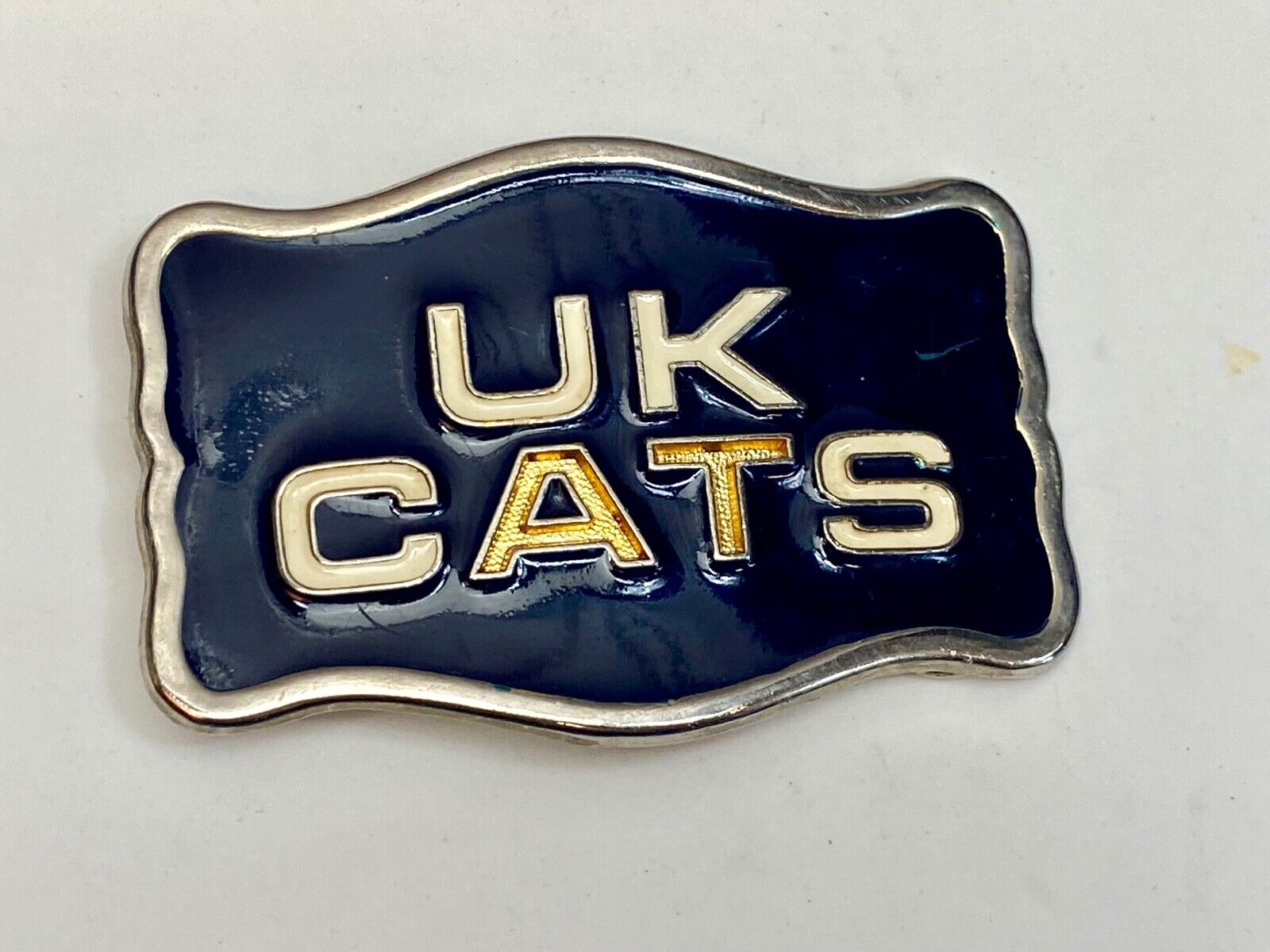 Vintage Black And Gold Tone  Uk Cats Western Framed Belt Buckle 