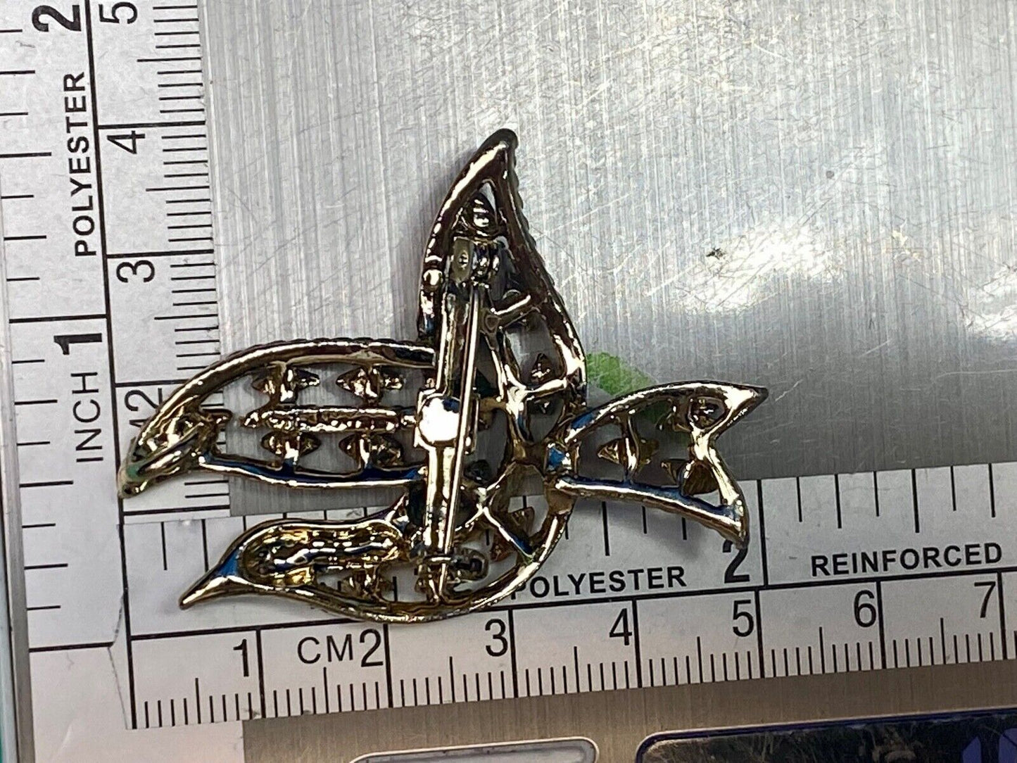 Vintage Gerry's Flying Bird Dove Orange Stone Enamel Gold Tone Brooch Pin