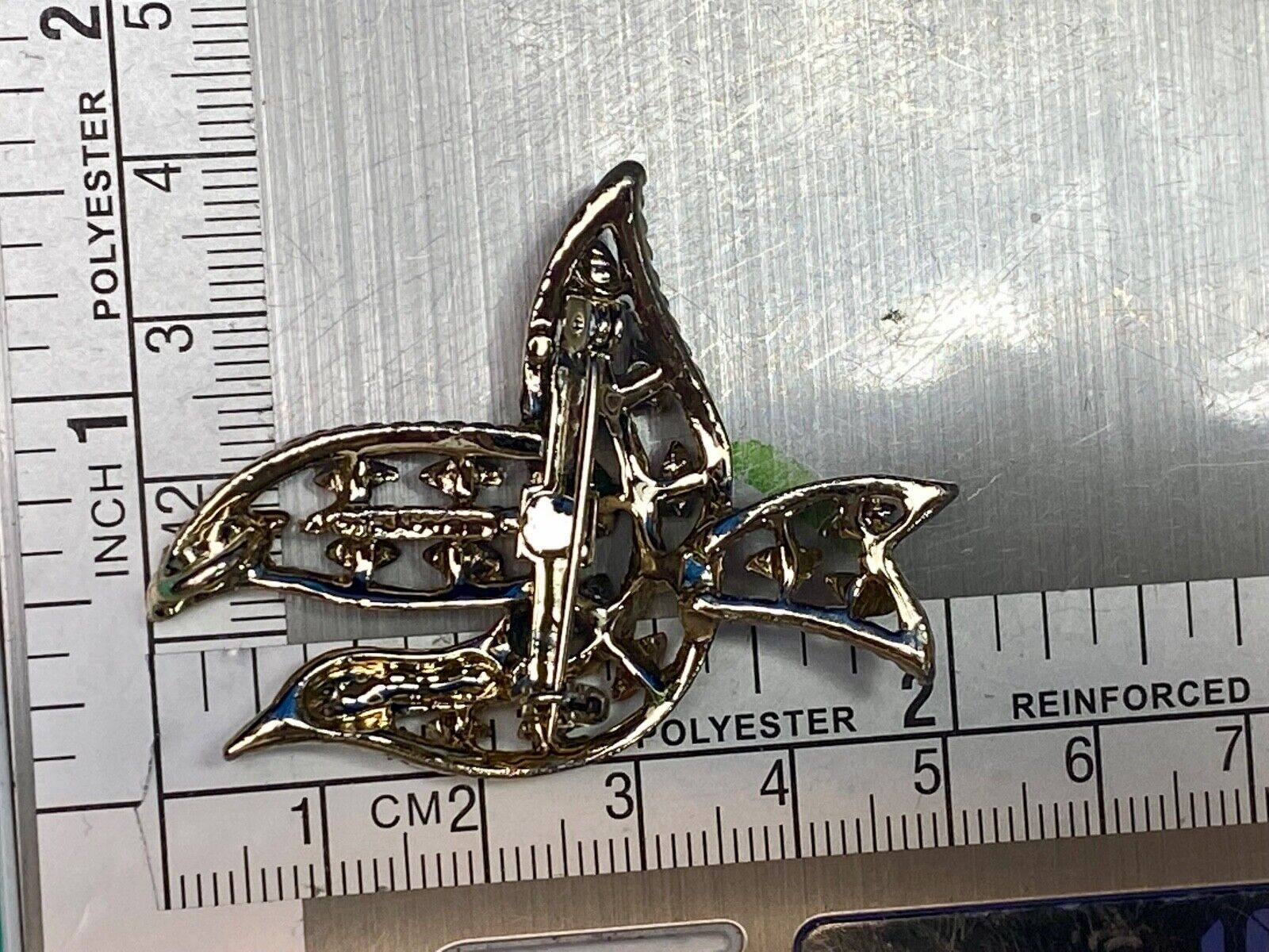 Vintage Gerry's Flying Bird Dove Orange Stone Enamel Gold Tone Brooch Pin