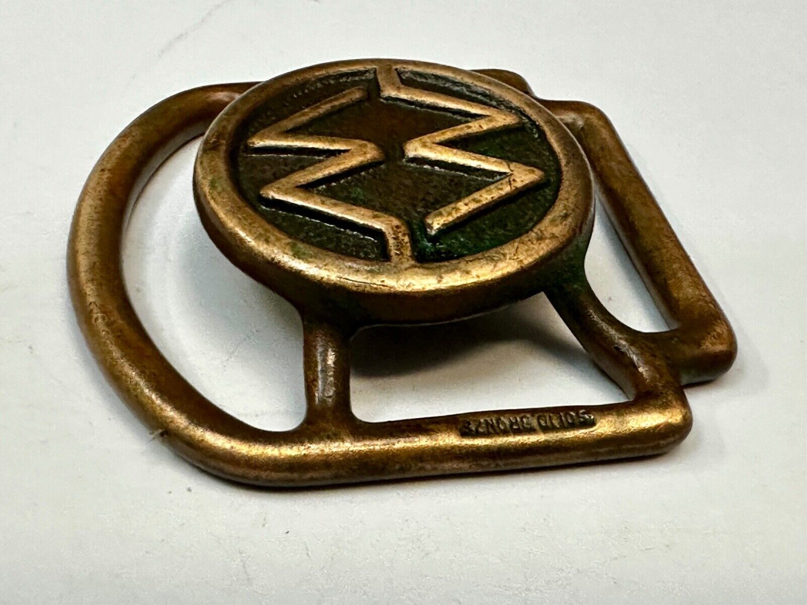 Unique Cutout Saw Waves RARE Hippie Boho Solid Bronze Belt Buckle Scarf Slide