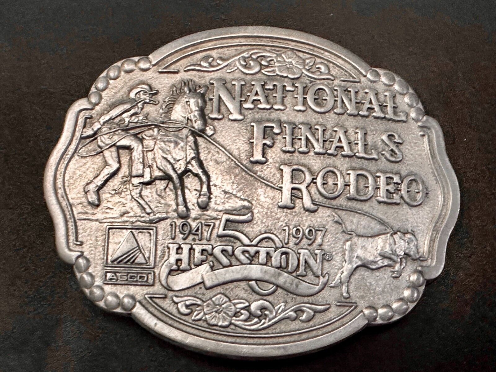 1997 ADM Hesston NFR National Finals Rodeo Cowboys Western Belt Buckle