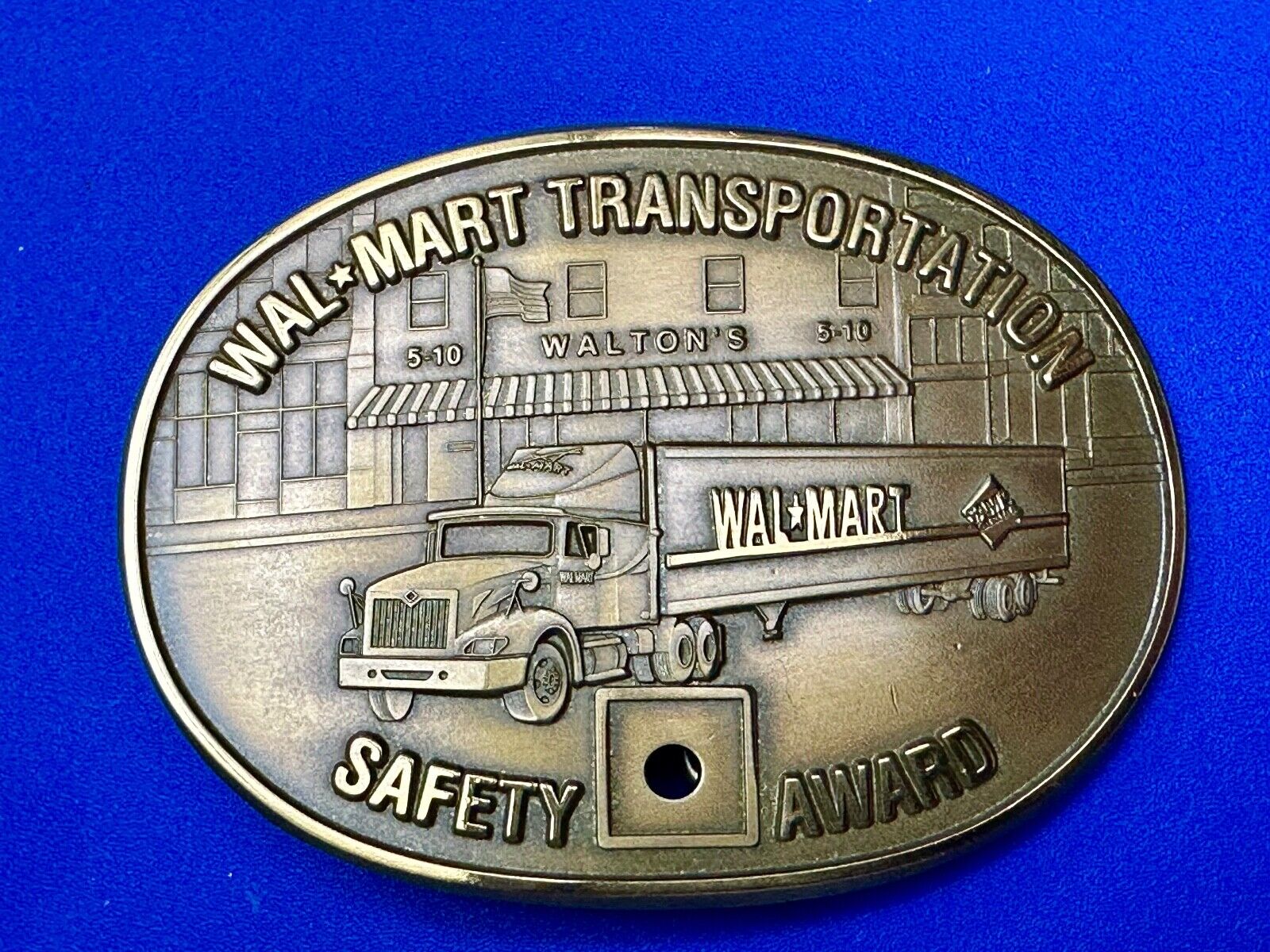 510 Waltons AR Walmart Transportation Semi Driver Safety Award Brass Belt Buckle