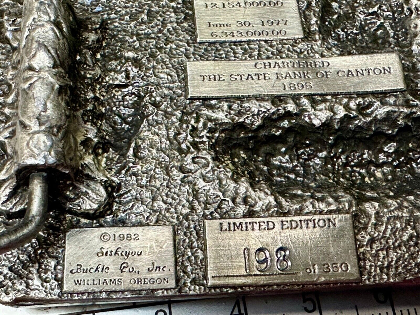 Vintage 1982 The state bank of Canton charted 1895 collectable rare belt buckle