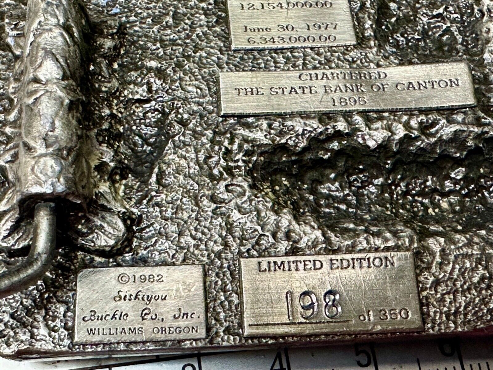 Vintage 1982 The state bank of Canton charted 1895 collectable rare belt buckle