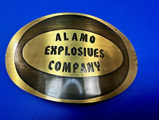Alamo Texas Explosives Company Mine Company Belt Buckle - Metal Arts O.K.C