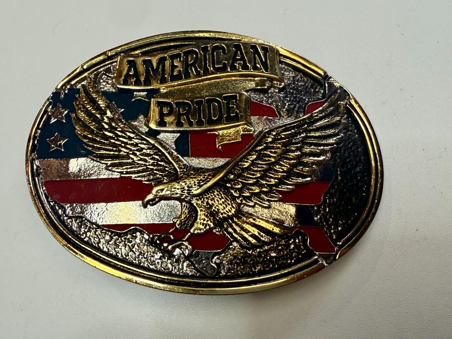 American Pride - Patriotic USA United States Flag and Eagle Western Belt Buckle