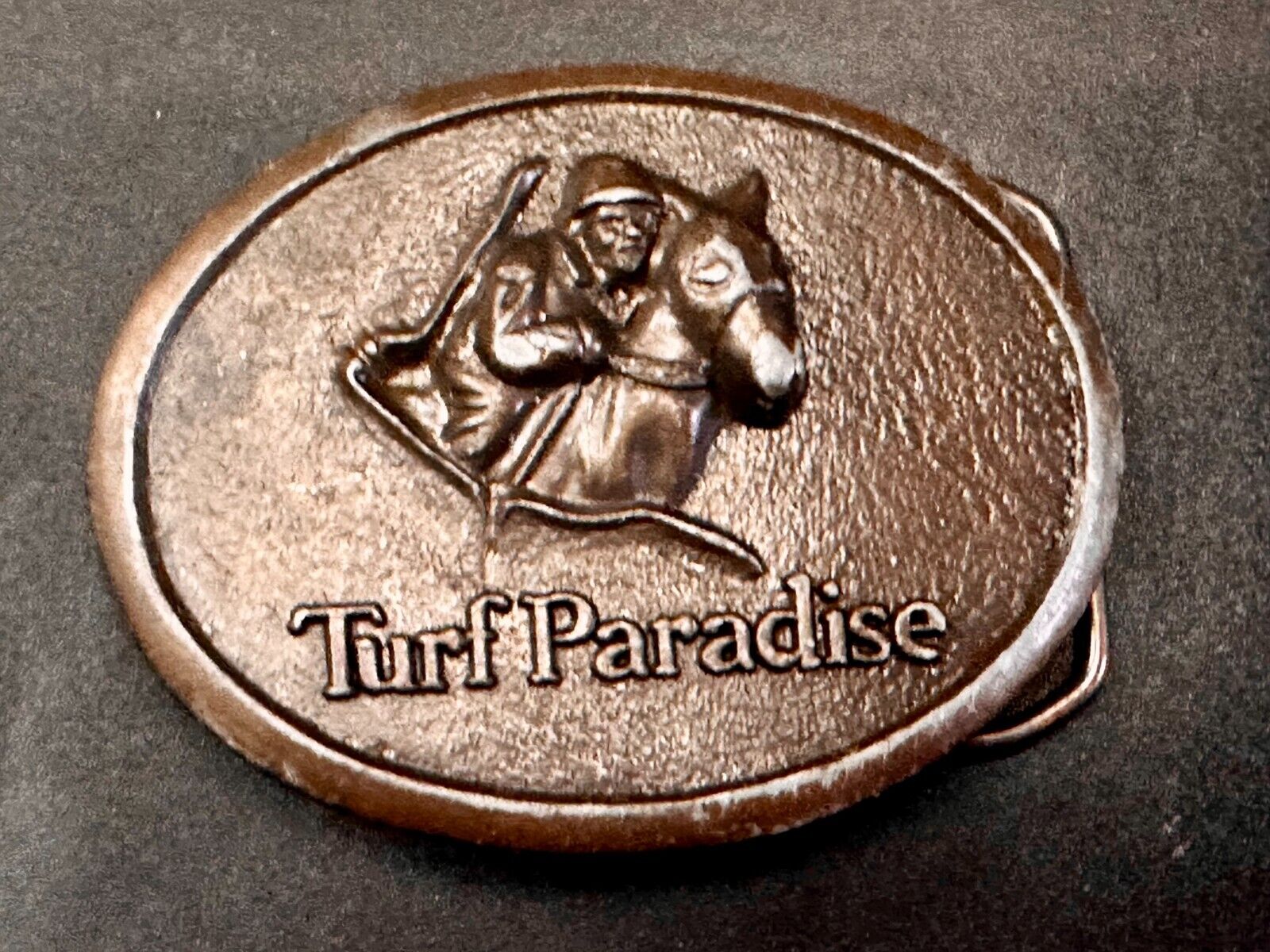 Turf Paradise Horse Racetrack Jockey Horse Racing Advertisement Belt Buckle