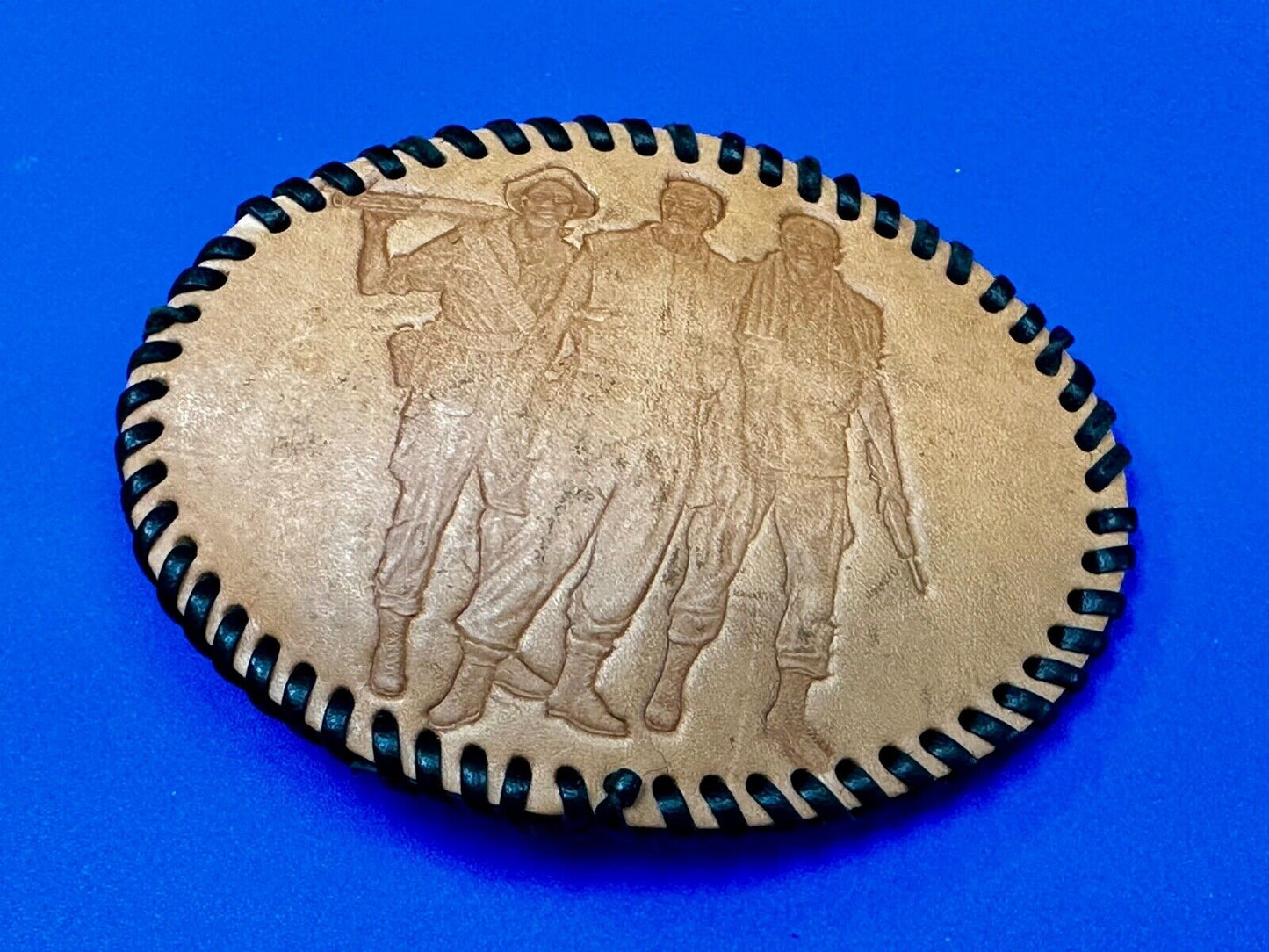 Three Soldiers Statue Vietnam War Memorial Leather Washington DC Belt Buckle