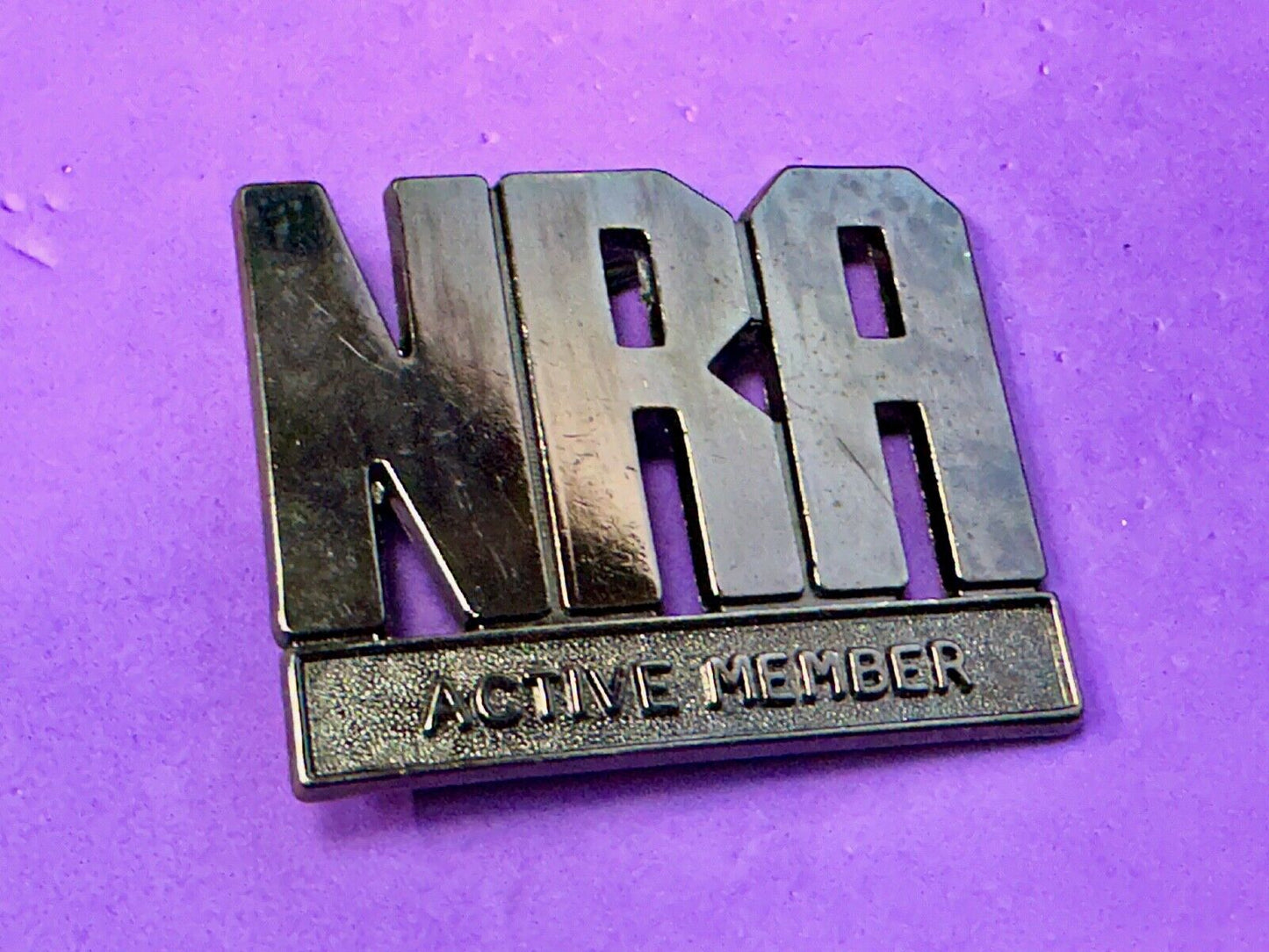Vintage 1980's NRA Active Member Black Belt Buckle National Rifle Association