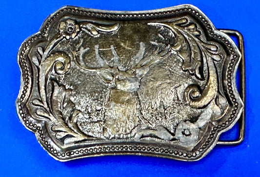 vintage Deer Buck hunters Wyoming Studio art works belt buckle to restore paint