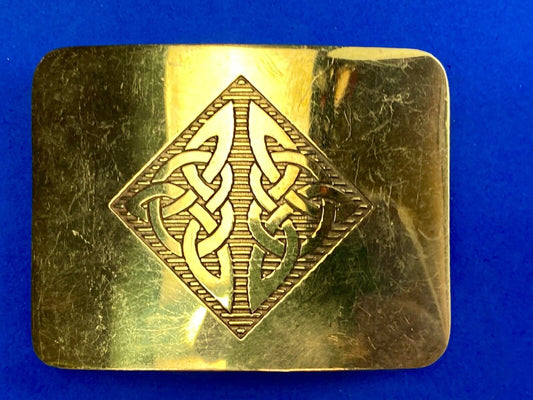 Antique Brass tone BOHO HIPPIE Ornate Lines Pattern Vintage Belt Buckle 