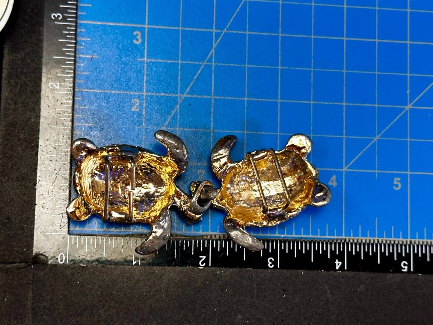 Turtle Tortoise Figural Two Piece Interlocking Gold Tone Vintage Belt Buckle