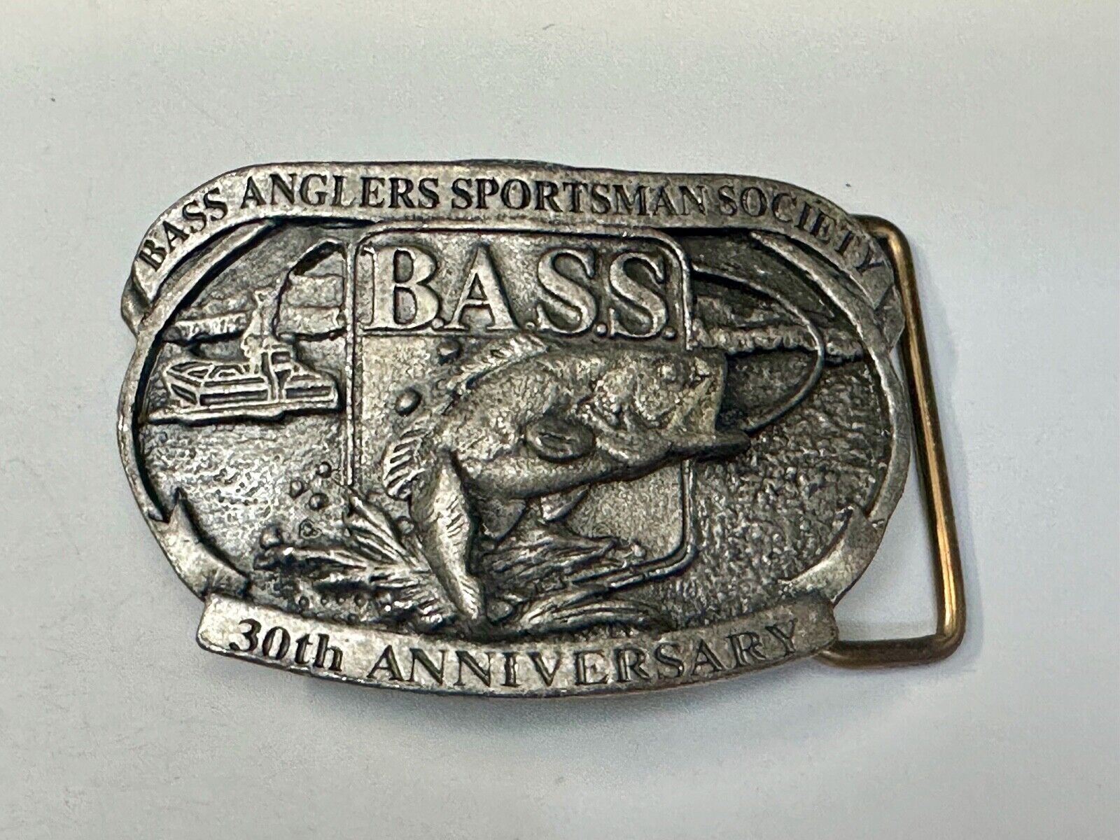 1997 BASS Bass Anglers Sportsman Society Fishing 30th anniversary belt buckle