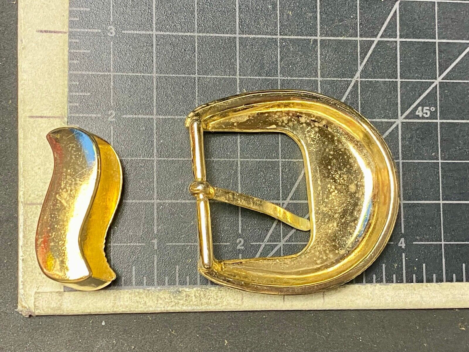 unique two piece gold tone wide textured belt buckle 