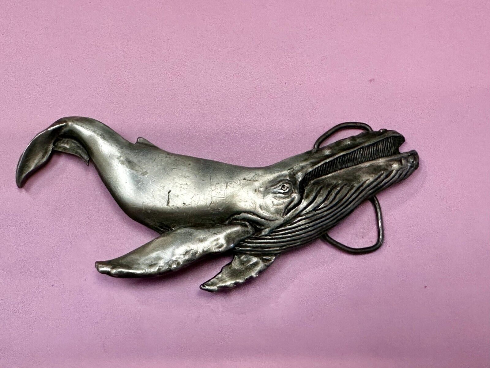 Vinegaroon Foundries Blue Whale Large Figural Pewter Late 70'S Belt Buckle