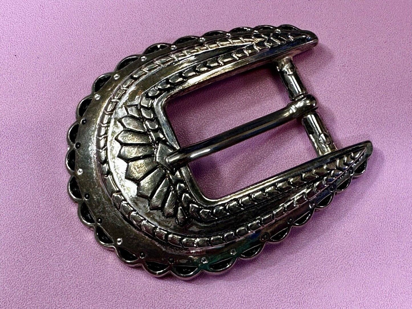 Unique Raised Dimensional Vintage Replacement Ornate 3" Wide Belt Buckle