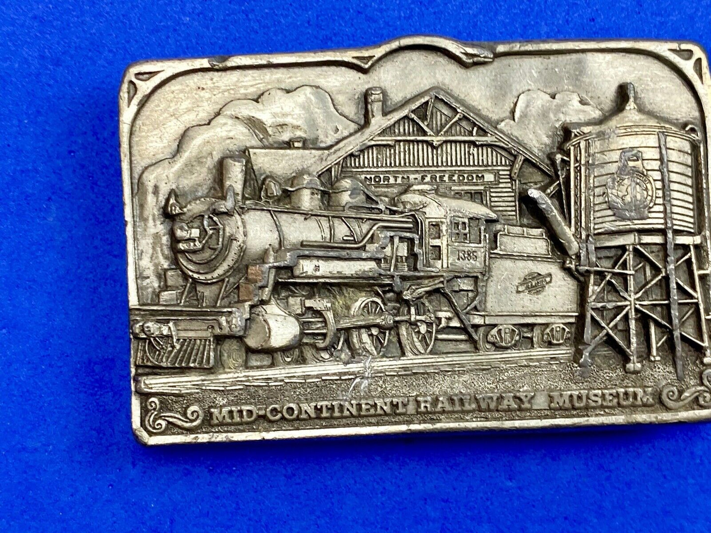 1980’s Mid Century Railroad Museum Steam Locomotive Train Belt Buckle 