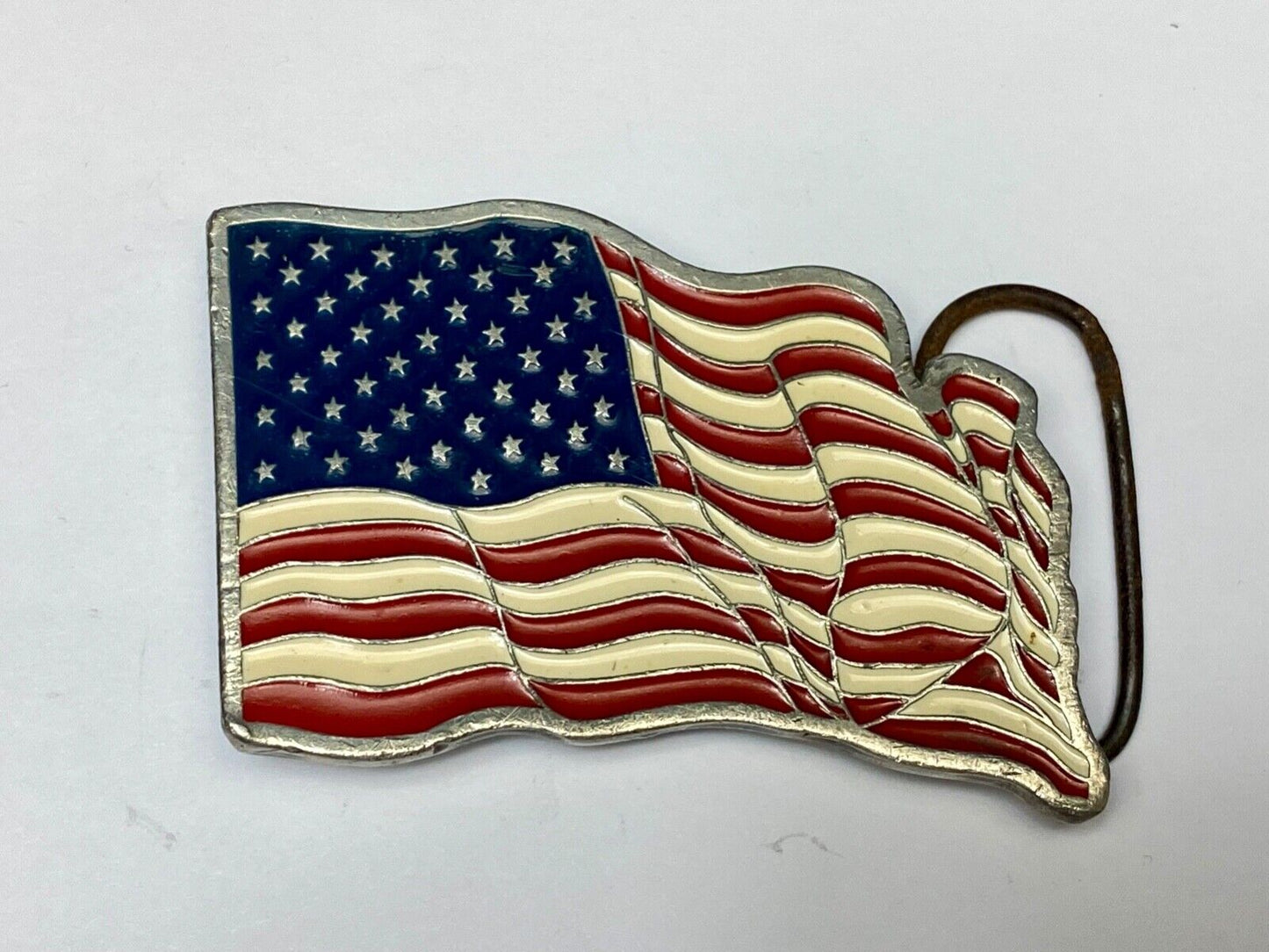 Usa Patriotic American Flag Waving Free Vintage 1999 Bergamot Belt Buckle C-258