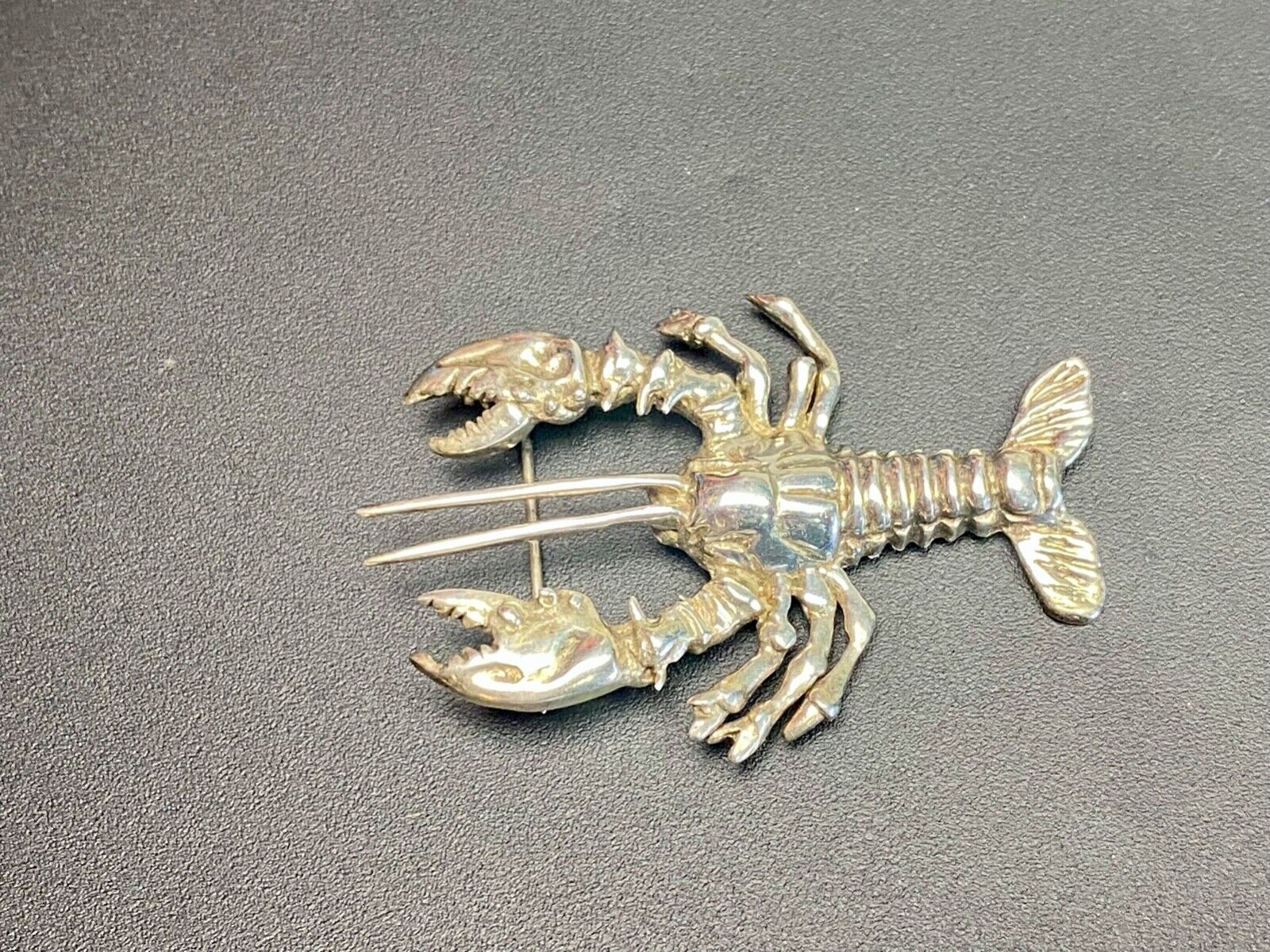 Vintage Lobster 925 Sterling Silver Brooch Pin Mexico Crawfish Cray Crustacean