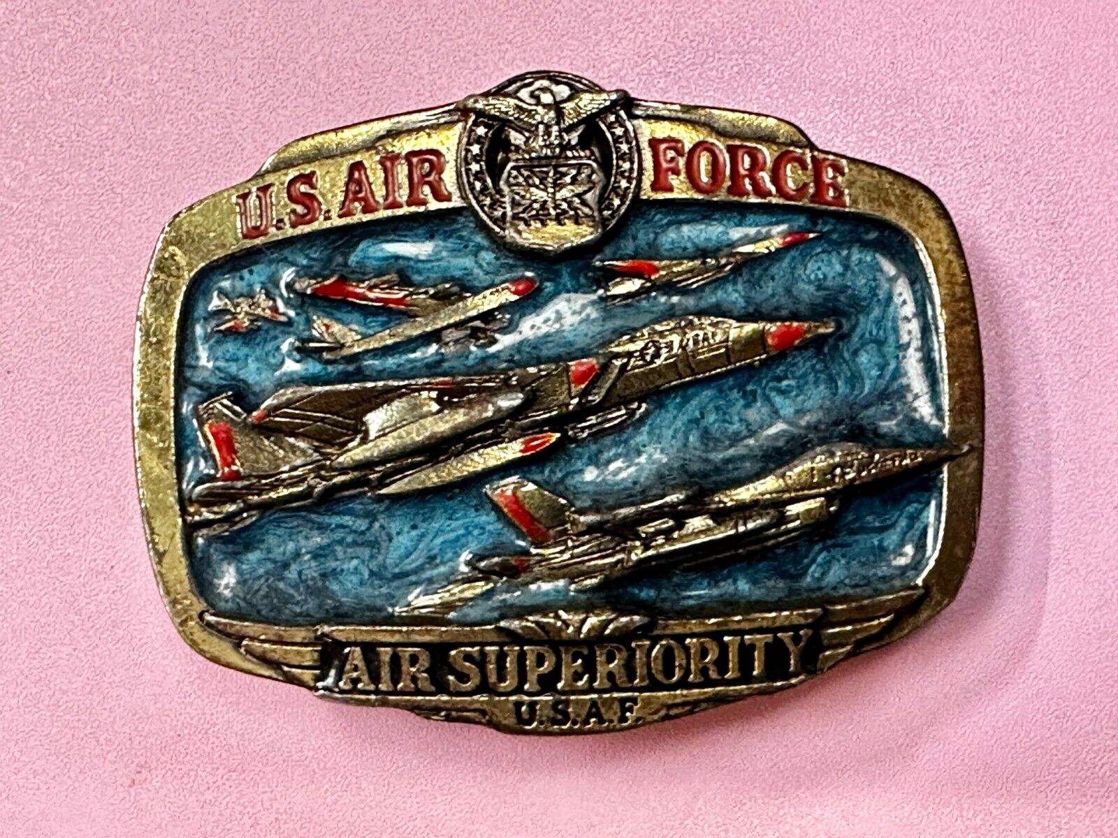 USAF Air Force Air Superiority Vintage 1989 The Great American Belt Buckle Co