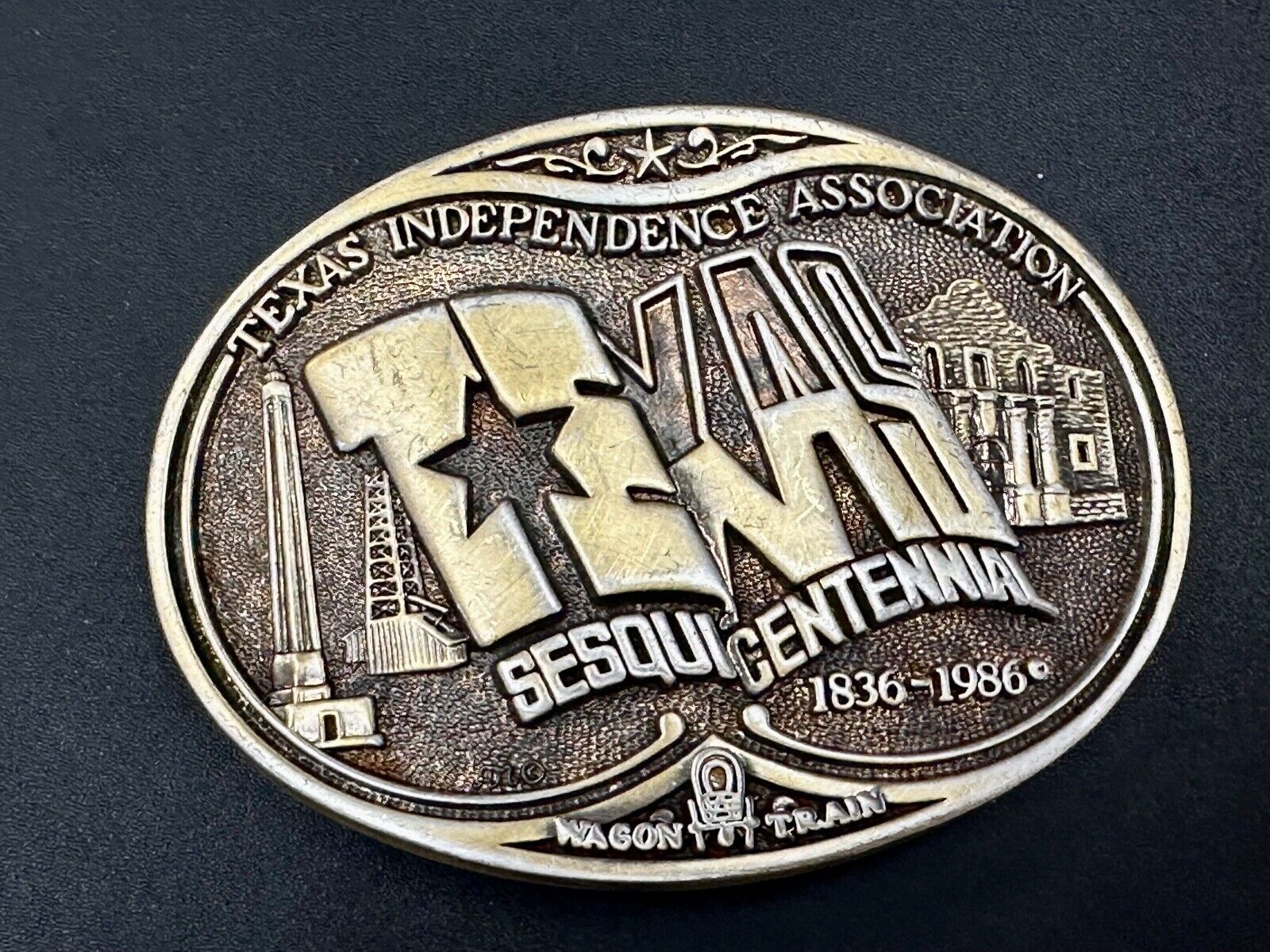 Texas State Sesquicentennial 150 year celebration solid brass ADM belt buckle