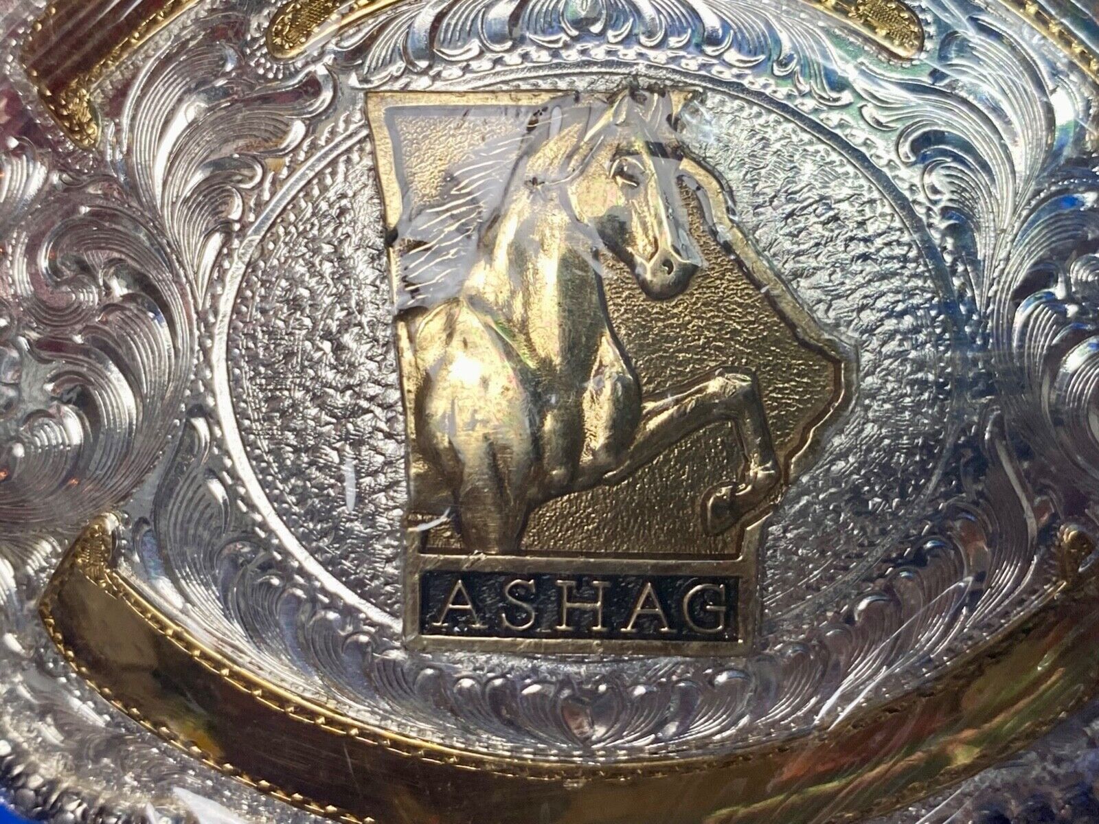 ASHAG HI-Point Champion HORSE BLANK Eng. 1993  Trophy belt buckle Wrangler ADM