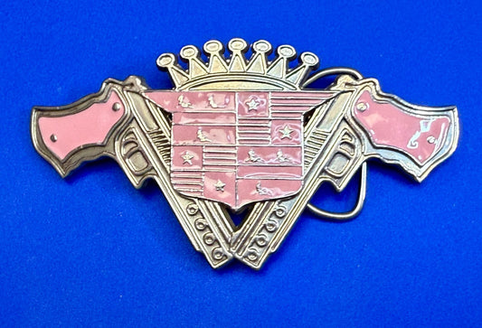 90's Pink Guns Caddy Crest Crown Cadillac Logo Emblem Belt Buckle by 187 INC