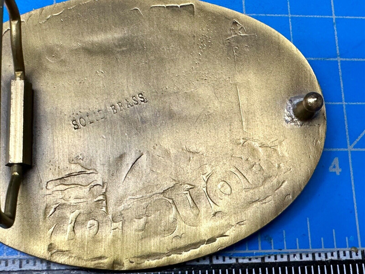 Vetco Texas Houston State Lone Star Oil Well Rig Vintage Brass Belt Buckle