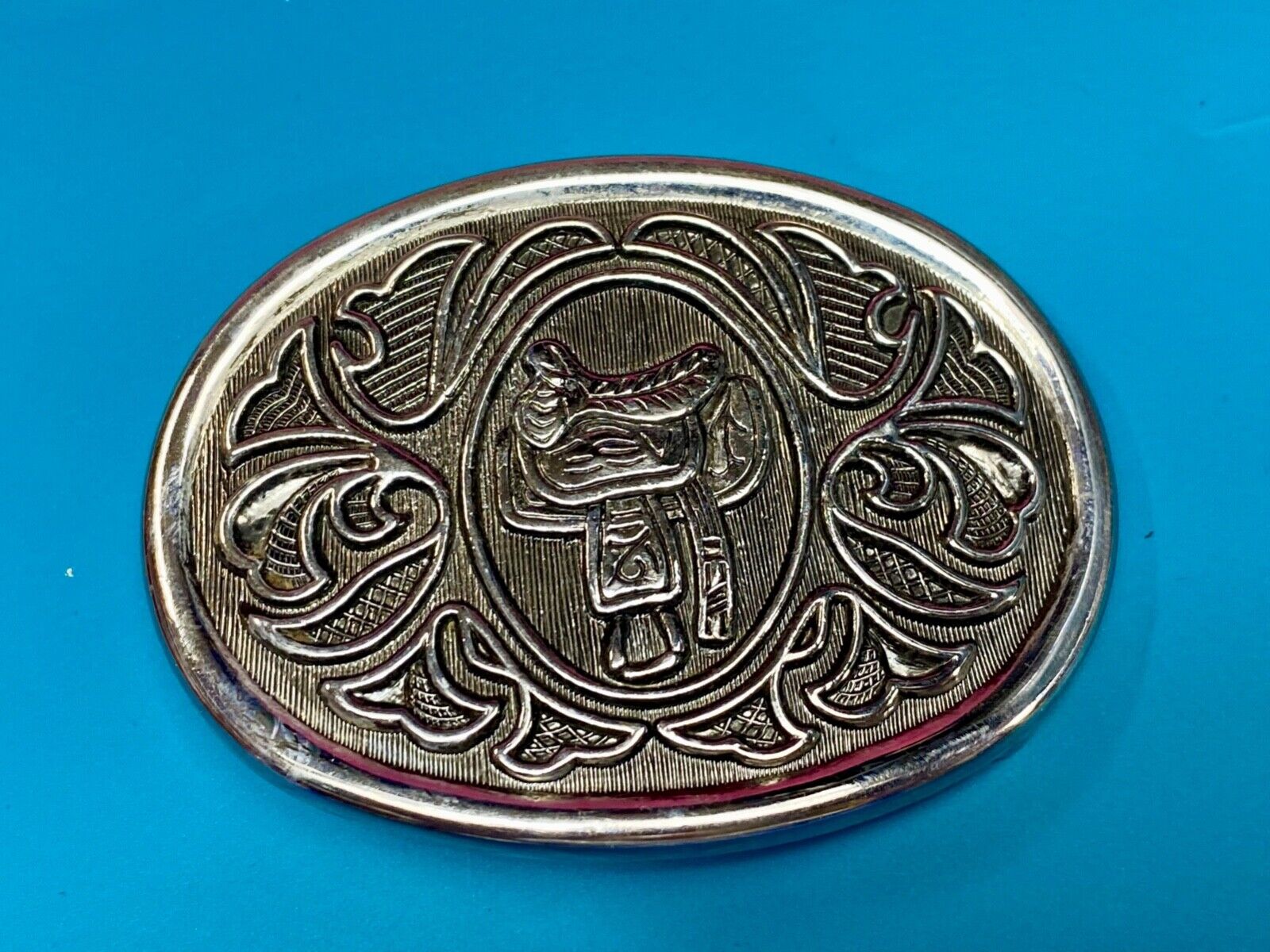 Avon Silver colored Western Saddle Belt Buckle For Any Belt up to 1 1/2 inches
