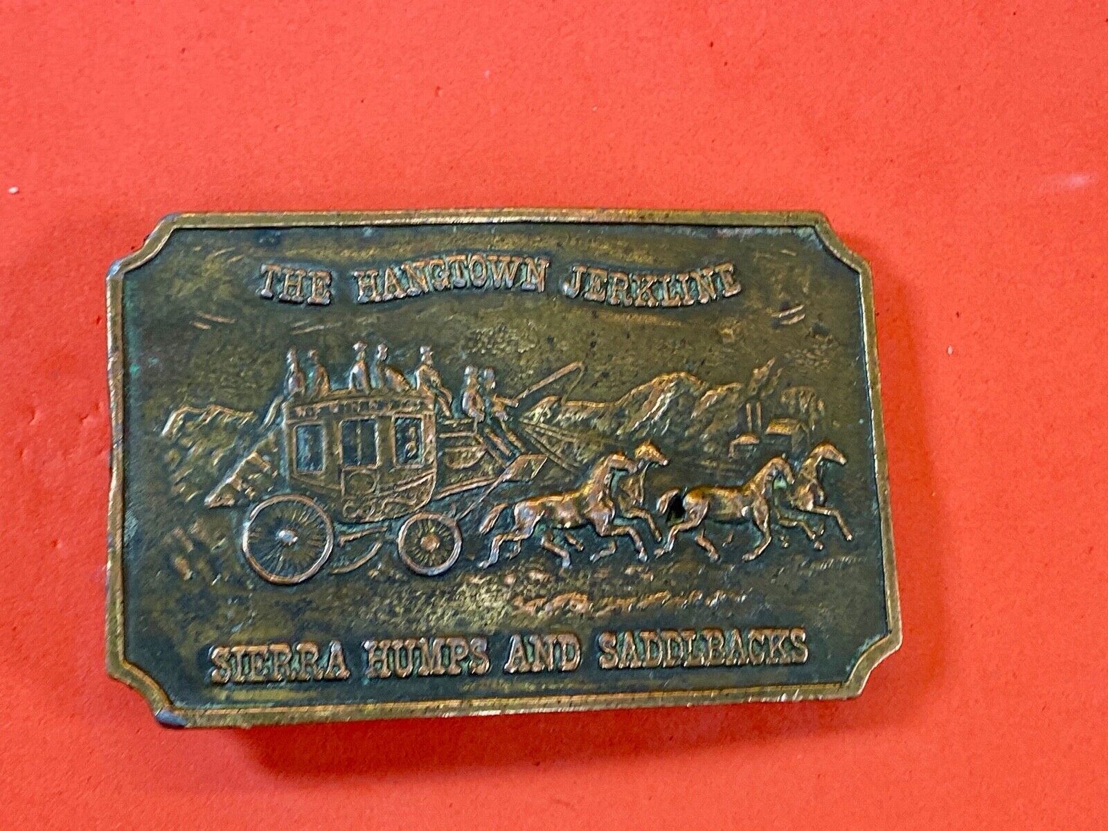 vintage Hangtown Jerkline Sierra Humps & Saddlbacks Brass Belt Buckle Ultra Rare