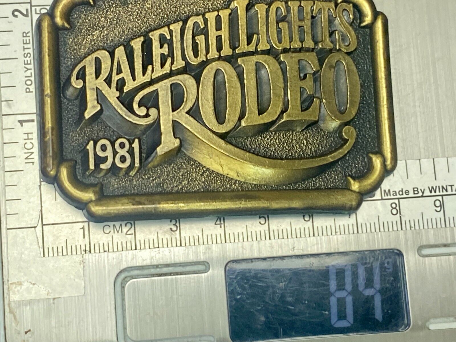 Vintage 1981 Raleigh Lights Rodeo Tobacco Company Advertising Belt Buckle