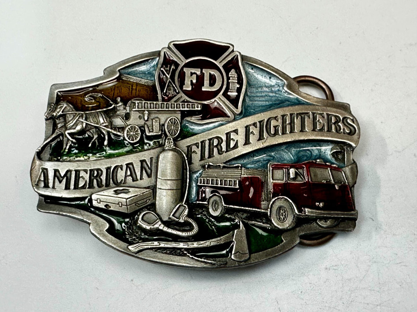 American Fire Fighters Ever Ready Ever Willing Vintage 1988 Siskiyou Belt Buckle