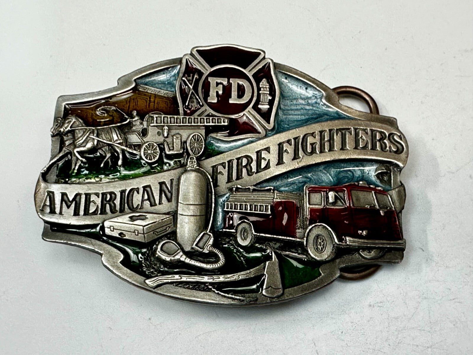 American Fire Fighters Ever Ready Ever Willing Vintage 1988 Siskiyou Belt Buckle