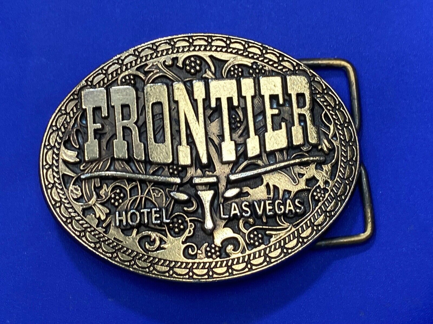 Vintage Frontier Hotel Old Las Vegas Belt Buckle Casino Nevada Western Longhorn